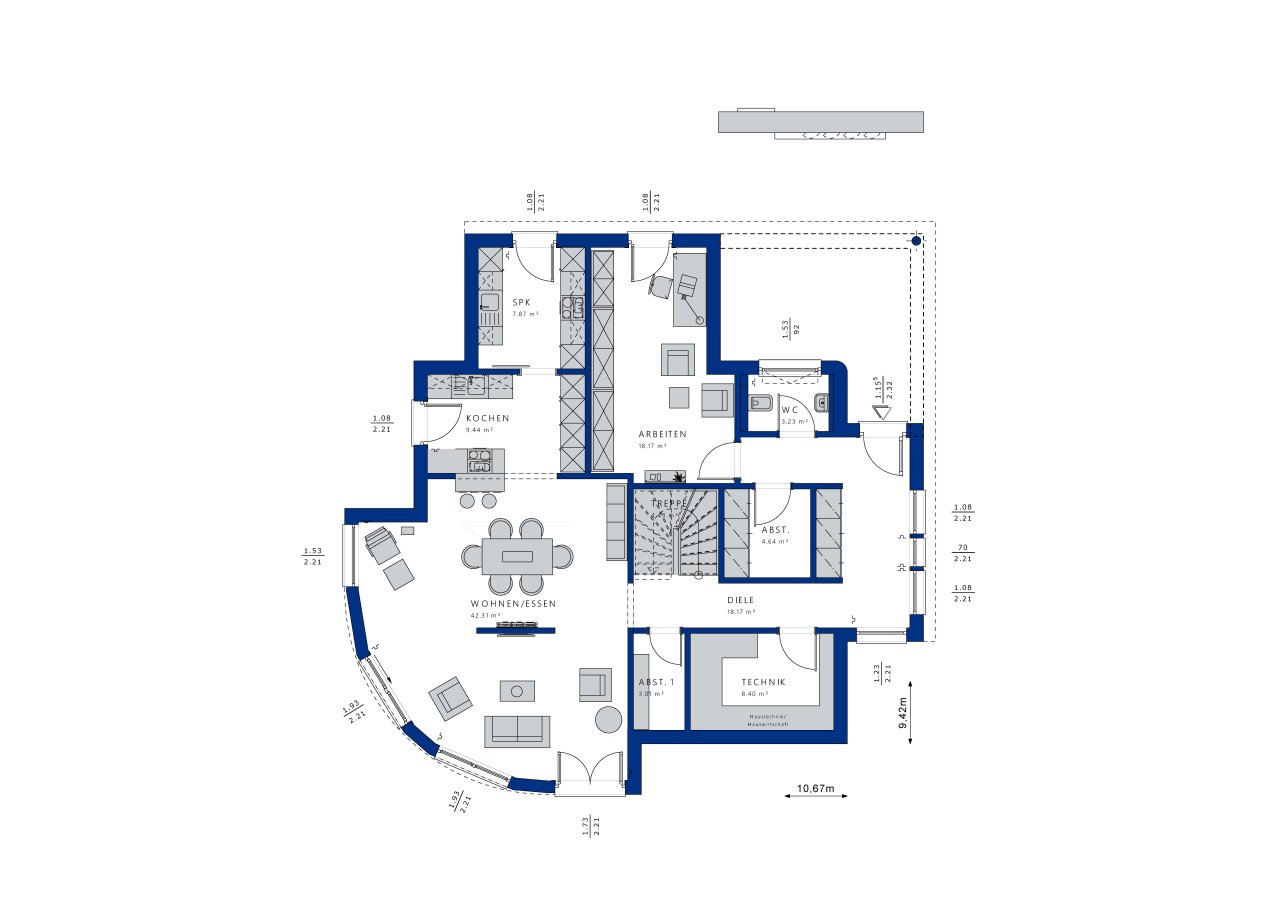 Individuelle Architektur -mit moderner Interpretation eines Erkers